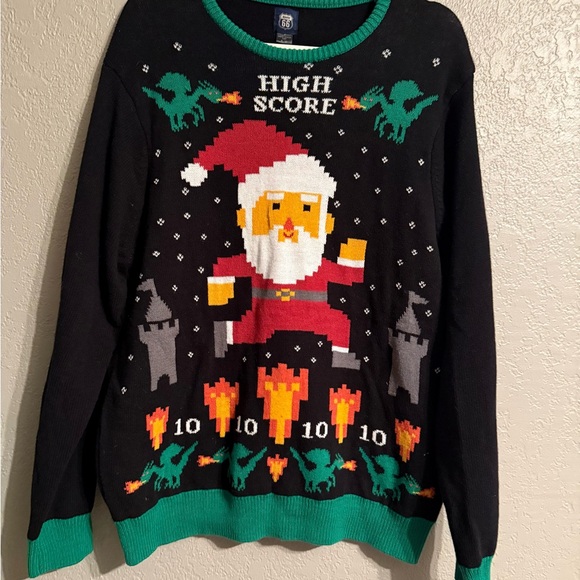 Route 66 Other - Route 66 Santa Gamer Sweater - Black and Green Size XL